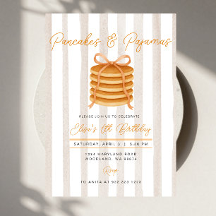Invitation Fête d'anniversaire rayée Pancakes & Pajamas