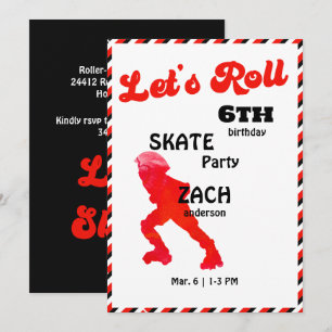 Invitation Fête d'anniversaire Red & Black Let's Roll