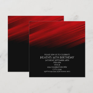Invitation Fête d'anniversaire Red & Black Light Streaks