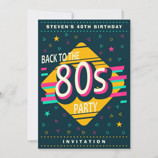 Invitation Fête d'anniversaire Retour aux années 80 (Devant)