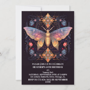 Invitation Fête d'anniversaire Retro Creative Butterfly Art