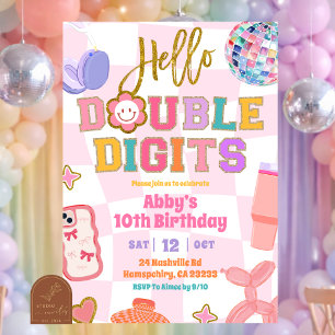 Invitation Fête d'anniversaire rétro Double Chiffres Patch