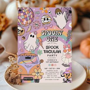 Invitation Fête d'anniversaire rétro Halloween 1ère année Spo