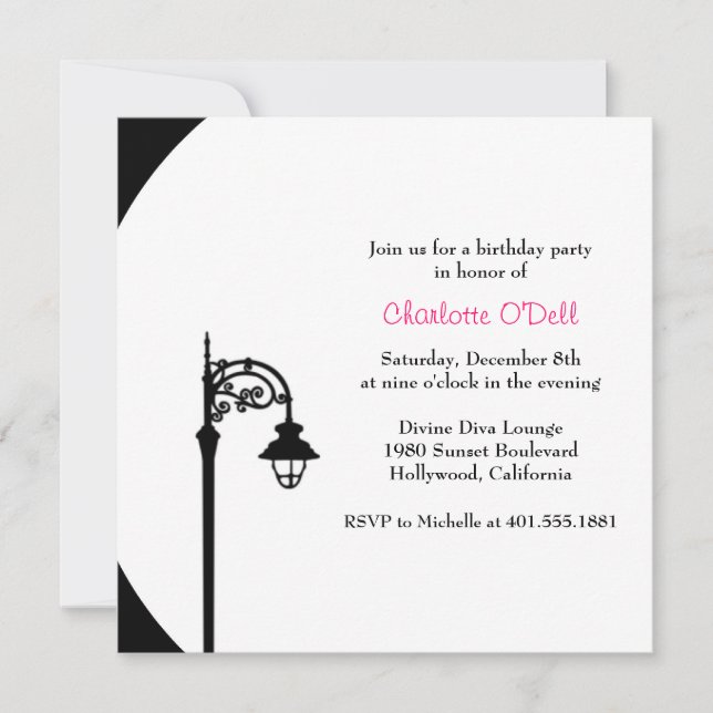 Invitation fête d'anniversaire rétro/vintage (Devant)