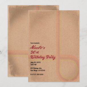 Invitation Fête d'anniversaire rétro vintage années 60 70 