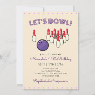 Invitation Fête d'anniversaire rétro vintage de bowling