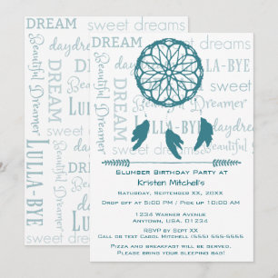 Invitation Fête d'anniversaire rêveuse turquoise