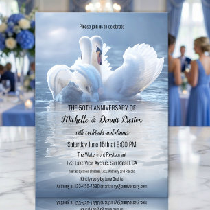Invitation Fête d'anniversaire romantique du lac Swan