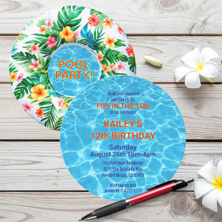 Invitation Fête d'anniversaire ronde de flotteur de piscine t