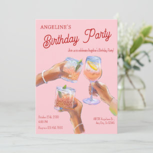 Invitation Fête d'anniversaire rose