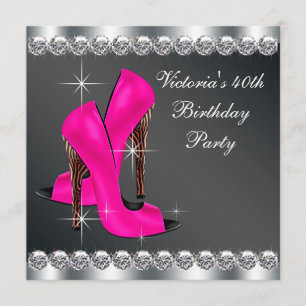 Invitation Fête d'anniversaire rose chaud pour femmes