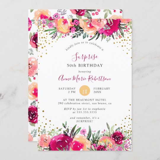 Invitation Fete D Anniversaire Rose De Surprise De Fleurs Zazzle Ch