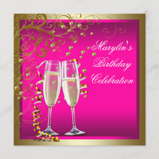 Invitation Fête d'anniversaire rose doré pour femme