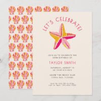 Fête d'anniversaire rose étoile de mer de plage gr