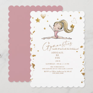 Invitation Fête d'anniversaire rose Gymnastique Tumble & Twir