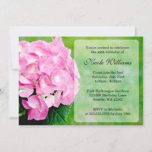 Invitation Fête d'anniversaire rose Hydrangea Blossom