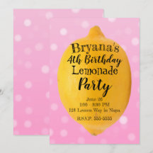 Fête d'anniversaire rose Limonade au citron jaune