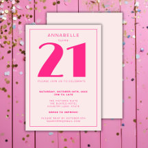 Fête d'anniversaire rose moderne 21 vingt et un