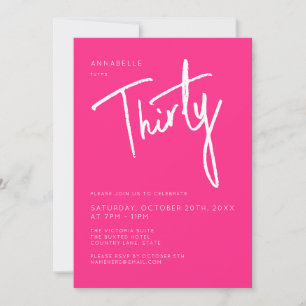 Invitation Fête d'anniversaire rose moderne 30ème Trentième