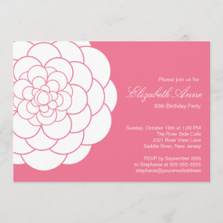 Invitation Fête d'anniversaire rose moderne de fleur de