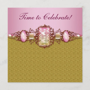 Invitation Fête d'anniversaire rose or pour femme