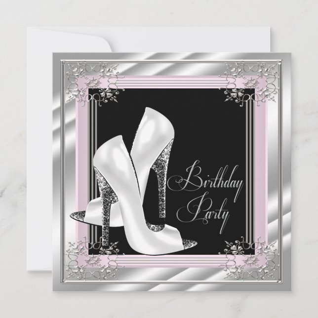 Invitation Fête d'anniversaire rose pâle chic (Devant)