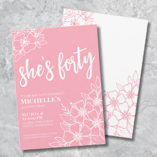 Invitation Fête d'anniversaire rose pour les 40 ans