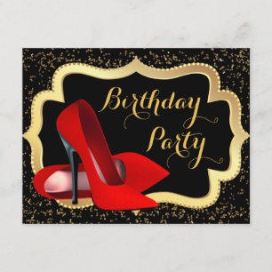 Invitation Fête d'anniversaire rouge de talons hauts