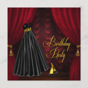 Invitation Fête d'anniversaire rouge élégante de rouge et