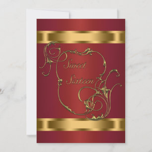 Invitation Fête d'anniversaire Rouge Or Douze Ans