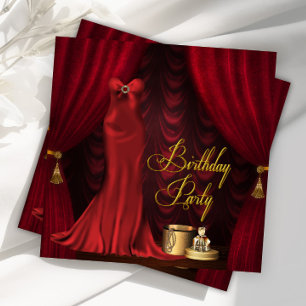 Invitation Fête d'anniversaire rouge rubis pour femme