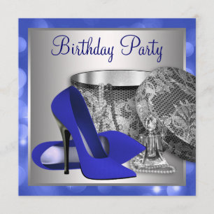 Invitation Fête d'anniversaire Royal Blue Silver