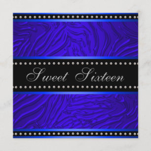 Invitation Fête d'anniversaire Royal Blue Sweet 16