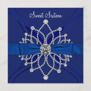 Invitation Fête d'anniversaire Royal Blue Sweet Sixteen