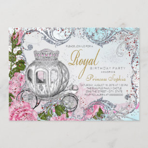 Invitation Fête d'anniversaire royale et chic de princesse