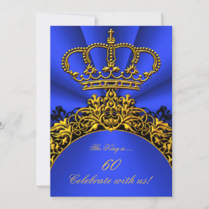 Invitation Fête d'anniversaire Royale Reine Or Bleu Royal 3
