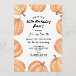 Invitation Fête d'anniversaire Rustic Watercolor Citrouille A