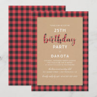 Fête d'anniversaire rustique de manuscrit de plaid