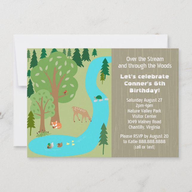 Invitation Fête d'anniversaire Rustique Woodland Nature (Devant)