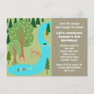 Invitation Fête d'anniversaire Rustique Woodland Nature