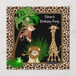Invitation Fête d'anniversaire safari pour garçons