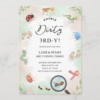 Invitation Fête d'anniversaire sale à la ferme pour les 3 ans