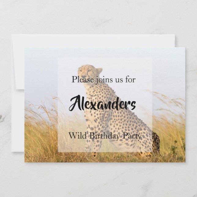 Invitation Fête d'anniversaire sauvage Cheetah personnalisée (Devant)