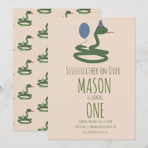 Invitation Fête d'anniversaire sauvage de zoo de serpent de r