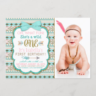 Invitation Fête d'anniversaire sauvage tribale de Boho de