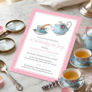 Invitation Fête d'anniversaire Shabby Chic autour du thé