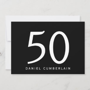 Invitation Fête d'anniversaire simple 50 ans noir