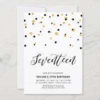 Fête d'anniversaire simple Black & Gold 17 ans