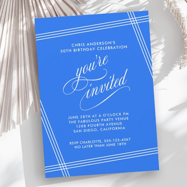 Invitation Fête d'anniversaire simple et moderne de Cobalt Bl (Créateur téléchargé)