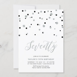 Invitation Fête d'anniversaire simple noir et argent pour soi